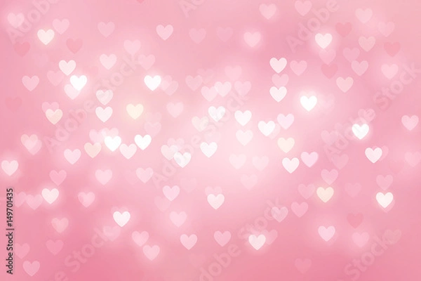 Obraz Heart bokeh on pink background