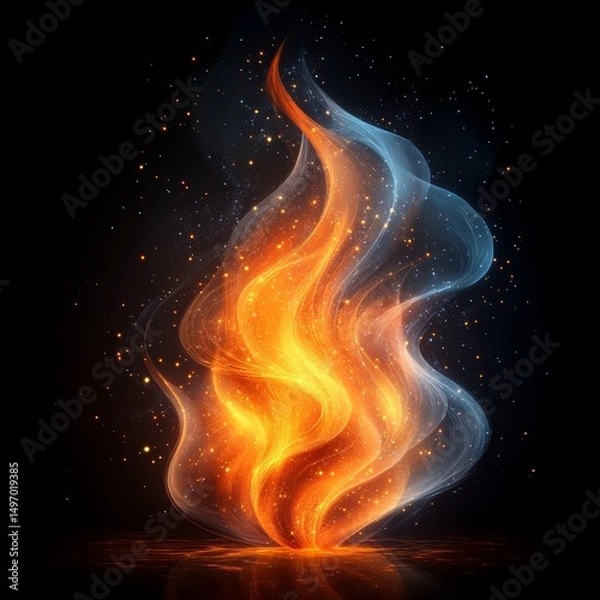 Obraz Abstract fiery energy, dark background, digital art, website design