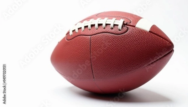 Fototapeta Close-up of leather football on white background, image, game day, texture