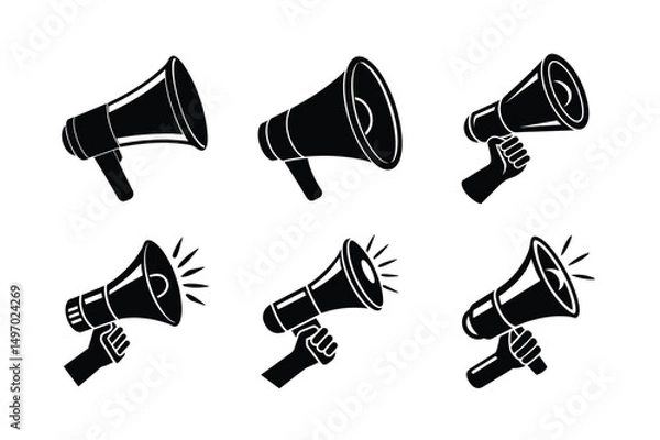 Fototapeta Minimalist 3D Megaphone Vector Art