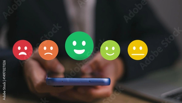 Obraz Users rate service experiences on online application for customer feedback and satisfaction for enhanced service, Quality service evaluation Through customer satisfaction surveys on online platforms