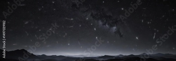 Fototapeta Diamond-dust sky; myriads of sparkling stars across an inky black backdrop ,  twinkle,  universe