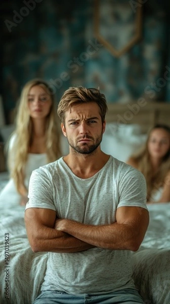 Fototapeta Man in the Middle of a Difficult Relationship