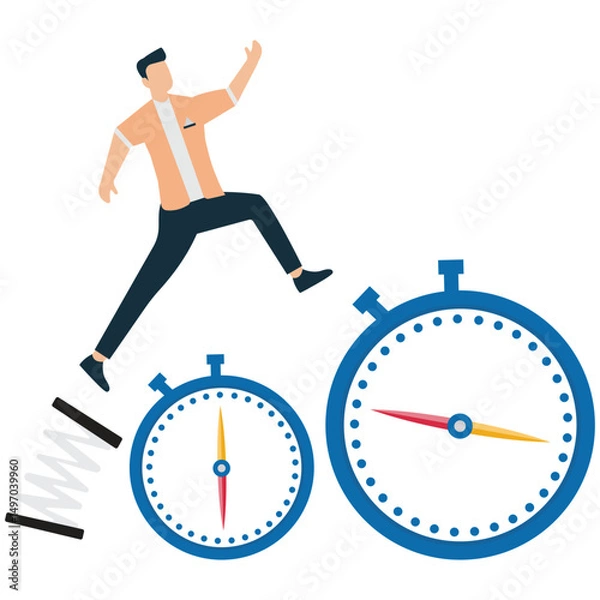 Fototapeta Jumping Over Countdown Timer to Save Time