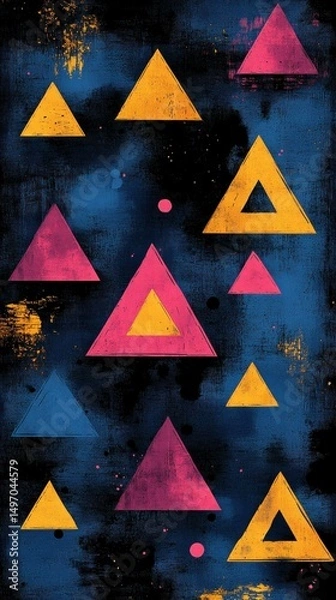 Fototapeta Abstract Geometric Triangles: A Playful Composition of Color and Form