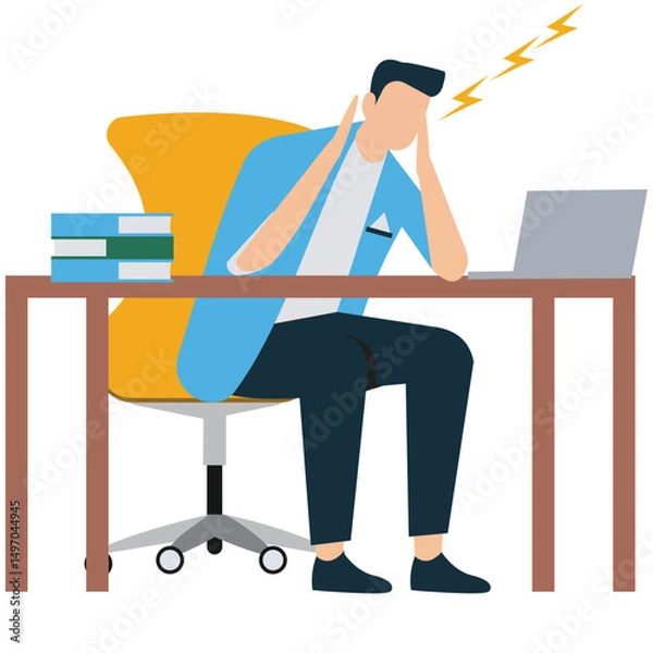 Fototapeta Sleepy Employee Slouching at His Desk