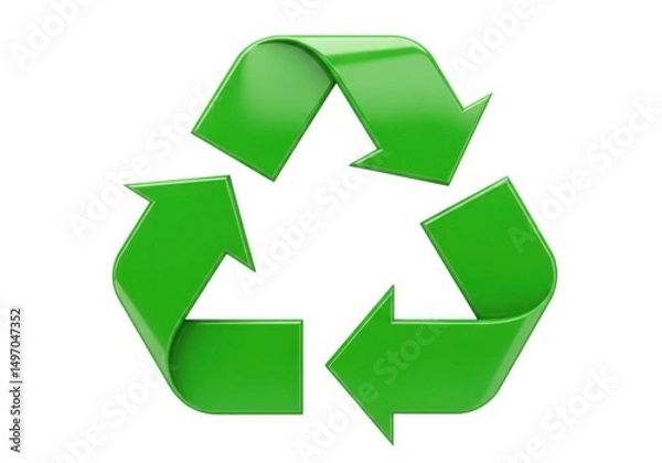 Fototapeta Green recycle symbol isolated on white background