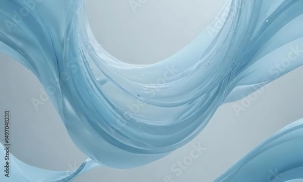 Fototapeta Fluid light blue abstract, ethereal curves, gentle texture, serene backdrop, elegant, wallpaper, paint