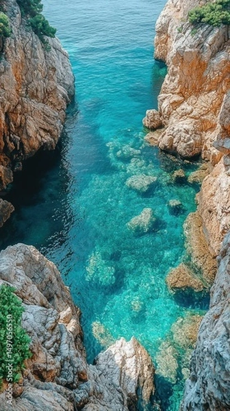 Fototapeta Azure Serenity: A Breathtaking Cove in the Mediterranean