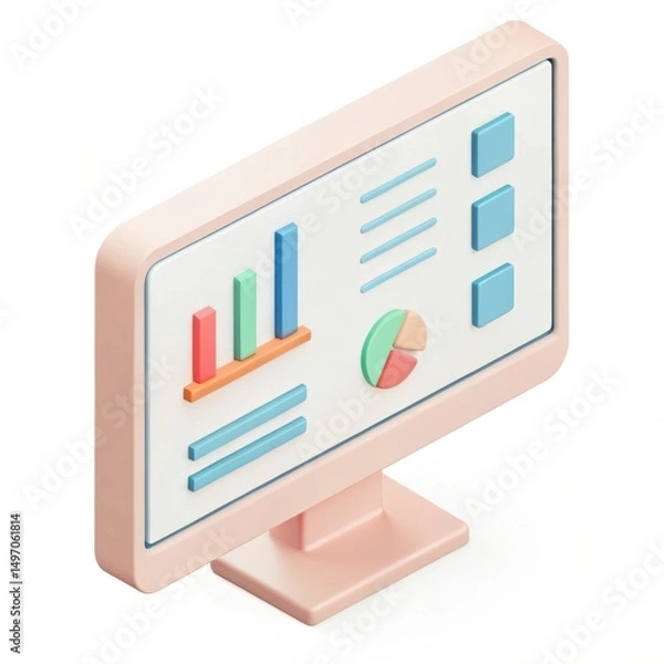 Fototapeta Monitor screen showing AI training results illustrating machine learning and bias control
