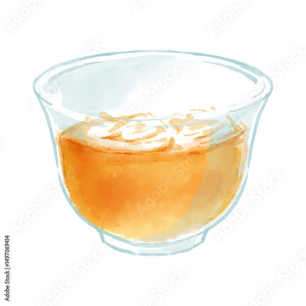 Obraz ガラスのコップに入った氷入りの麦茶のイラスト