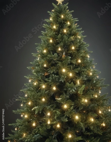 Obraz Blurred twinkling lights on a lush green Christmas tree ,  green,  defocused,  backdrop