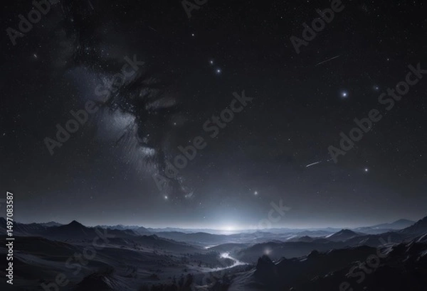 Obraz Dazzling celestial panorama, countless twinkling stars across inky blackness ,  universe,  black