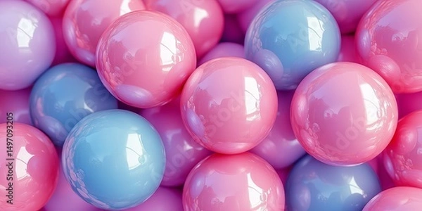 Fototapeta Plastic colorful balls, abstract wallpaper and background. м