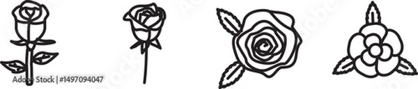 Obraz Rose icon set in line style