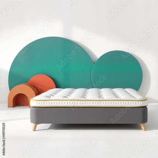 Obraz Soft mattress in modern design with colorful geometric background  