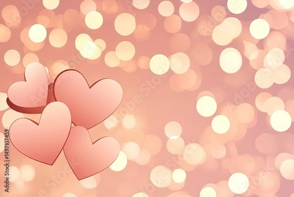 Obraz Pink Hearts Against A Bokeh Background Of Lights