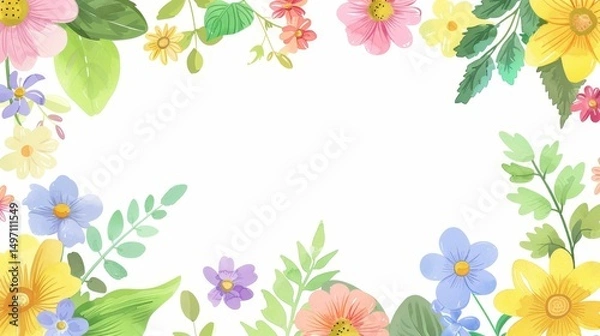Fototapeta Flower frame for adding text Created with Generative AI technology