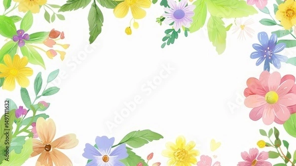 Fototapeta Flower frame for adding text Created with Generative AI technology