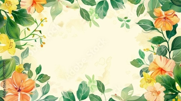 Fototapeta Flower frame for adding text Created with Generative AI technology