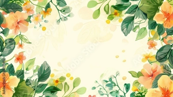 Fototapeta Flower frame for adding text Created with Generative AI technology
