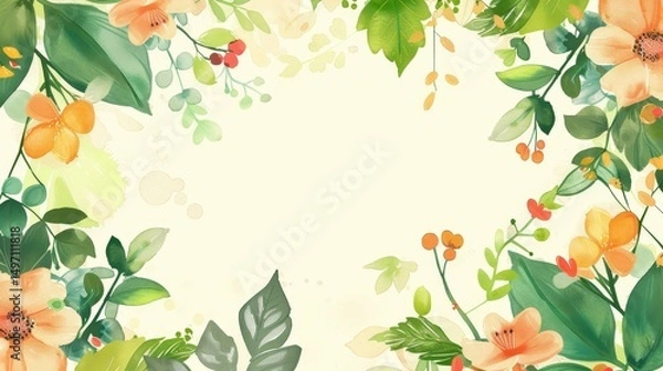Fototapeta Flower frame for adding text Created with Generative AI technology