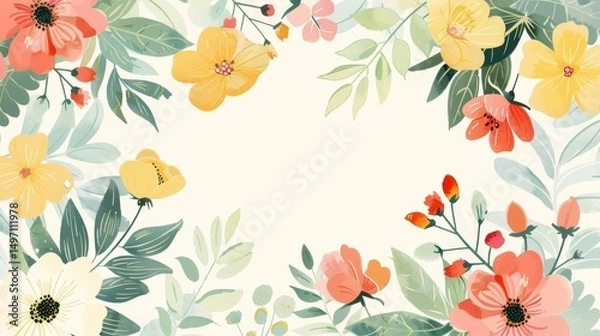 Obraz Flower frame for adding text Created with Generative AI technology