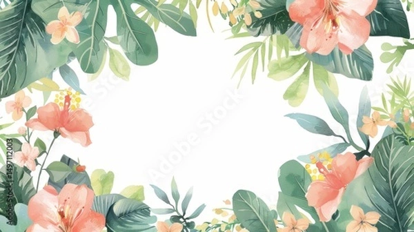 Fototapeta Flower frame for adding text Created with Generative AI technology
