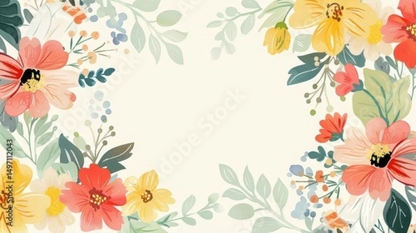 Obraz Flower frame for adding text Created with Generative AI technology