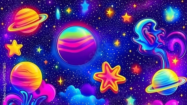 Fototapeta Vibrant Cosmic Planets  Stars.