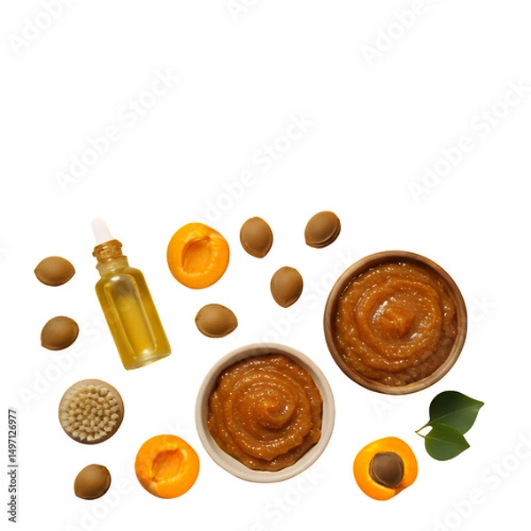 Obraz An apricot, fresh apricots, isolated on a transparent background