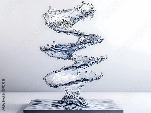 Fototapeta Swirling Water Sculpture with Dynamic Movement and Splashing Effects in Elegant Design