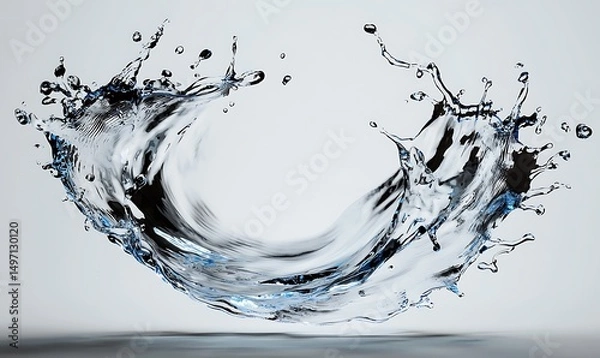 Fototapeta Dynamic Splash of Clear Water Creating a Beautiful Wave Shape in a Light Background
