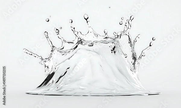 Fototapeta Crystal Clear Water Splash with Dynamic Movement and Elegant Form Captured on a Minimalist Background