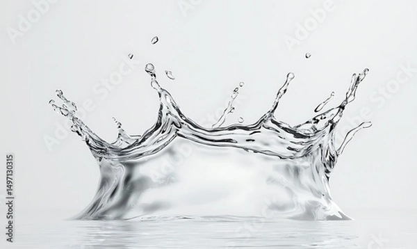 Fototapeta High-Resolution Splash of Clear Water with Droplets Against a Light Background