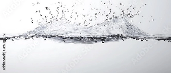 Fototapeta High-Definition Splash of Water with Droplets on a Light Background for Commercial Use