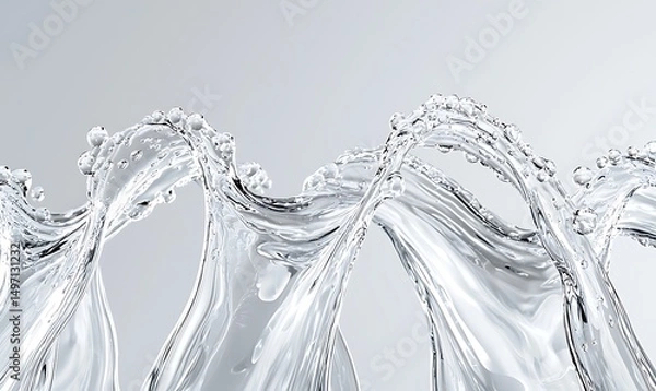 Fototapeta Crystal Clear Water Waves with Bubbles in a Minimalist Style for Creative Design Projects