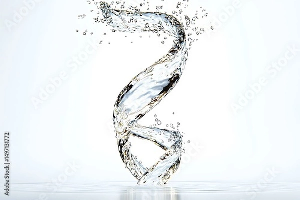 Fototapeta Dynamic Water Formation with Splashes and Reflections in a Clean, Minimalistic Style