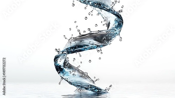 Fototapeta Fluid Motion of Water Twisting in the Air with Droplets Captured in a Dynamic Spiral Form