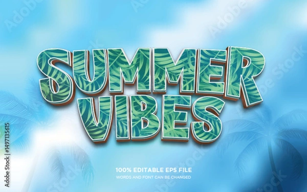Fototapeta Summer vibes 3D editable text style effect
