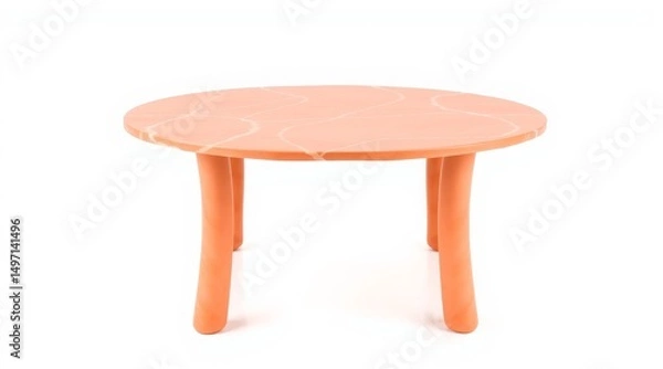 Fototapeta Round orange table with smooth surface on a white background