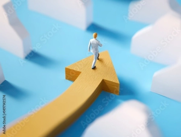 Obraz businessman and vertical on forward arrow business concept for mission and finding trend