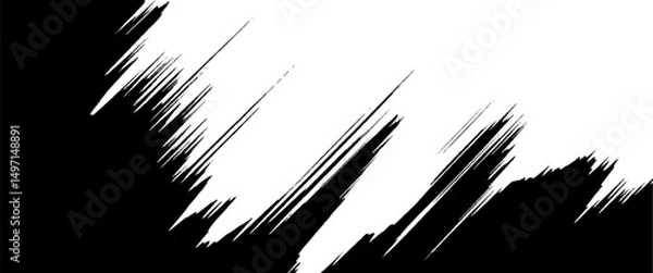 Fototapeta Vector black overlay monochrome grunge texture brush stroke	