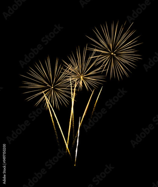 Fototapeta Golden firework sparkling on black background for celebration and anniversary