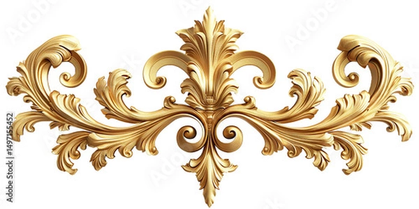 Fototapeta  Isolated golden ornament on white background PNG