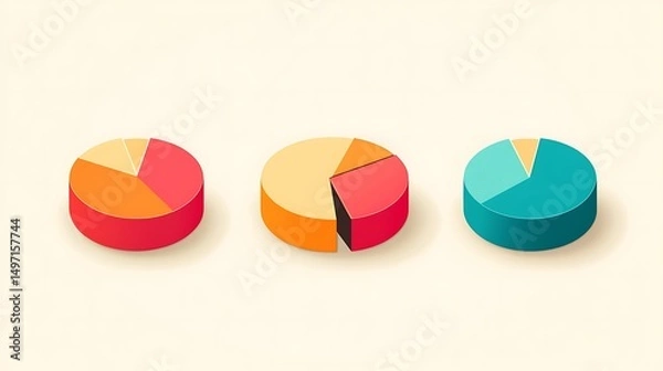 Fototapeta 3D Pie Charts Data Infographic.