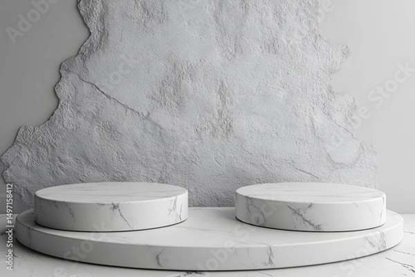 Obraz Marble Platform Display with Textured Wall Backdrop for Product