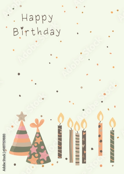 Fototapeta Happy birthday with gold confetti and balloons 14
