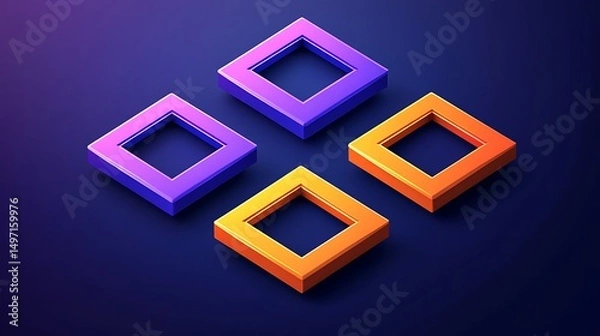 Fototapeta Colorful 3D Squares Pattern.