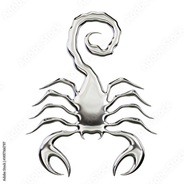 Obraz Chrome Scorpion – 3D Render on Transparent Background